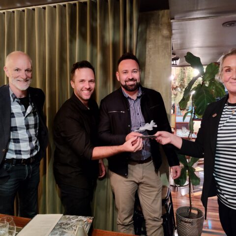 Paul Daly, Defence Trailblazer Entrepreneurship Program Manager; Bevan Fairleigh, Seitec CTO; Daniel Stevens, Seitec CEO; Liz Kobold, Defence Trailblazer Innovation Portfolio Manager.