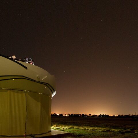 Night shot of the Falcon telescope.