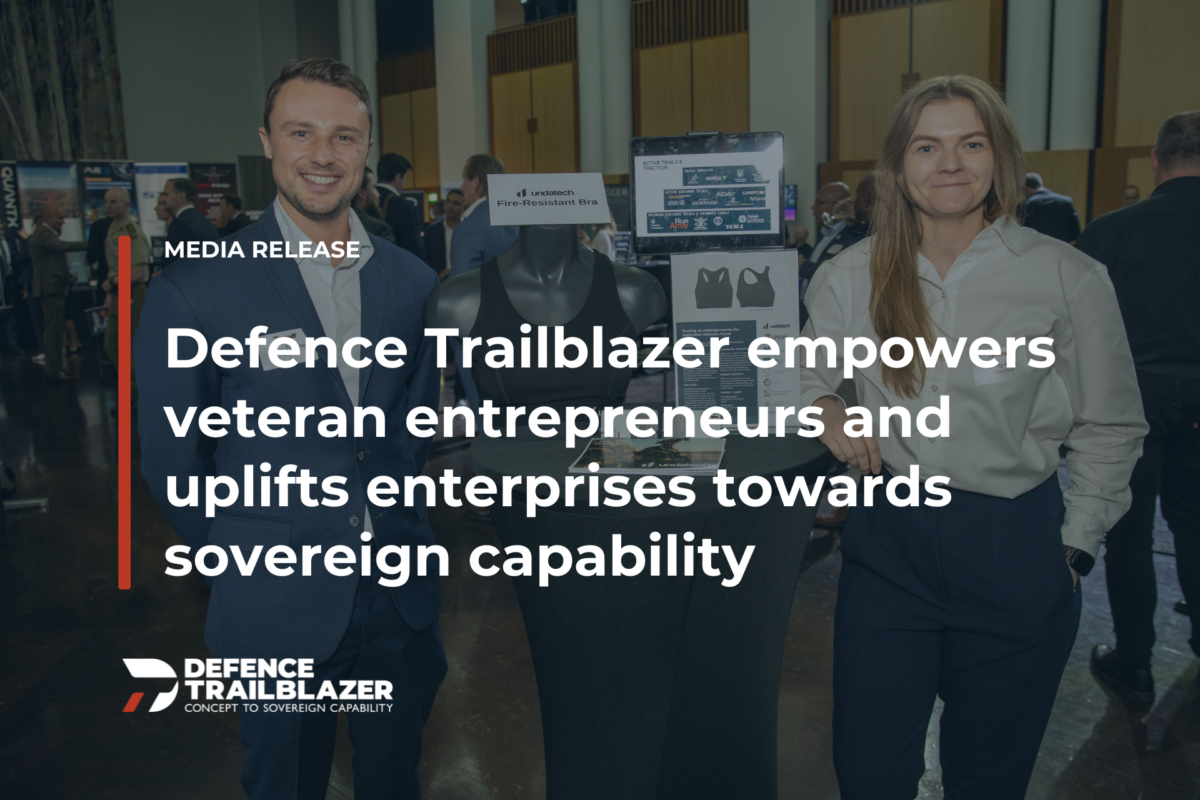 Perry Thomas, Chief Operating Officer, and Emily Pyke, co-founder and Chief Executive Officer of UndaTech, pictured at the Defence Trailblazer Capability Showcase DTECH26 in March.